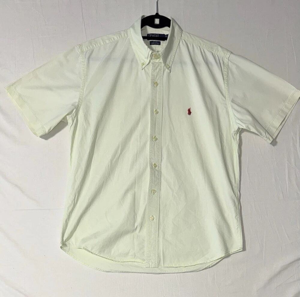 Ralph Lauren Classic Fit Men's Green Short Sleeve Shirt Blake 100% Cotton Size L